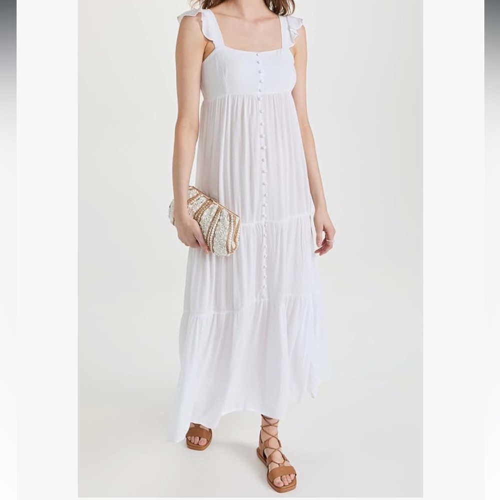 🆕🥥BB DAKOTA “Ready Or Yacht” Maxi Boho Dress - Optic White - Size M - NWT
